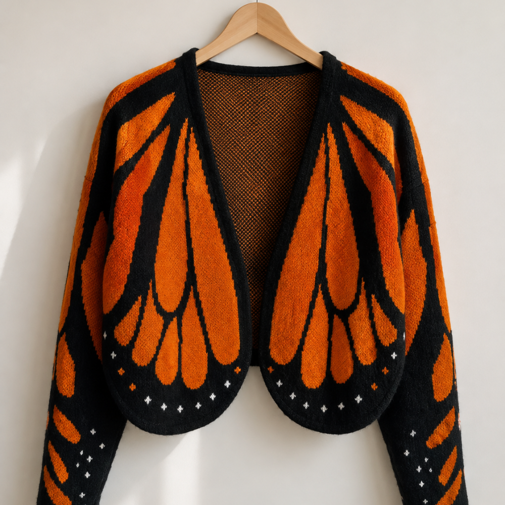 Women's Butterfly Wing Knit Cardigan – Cropped Open-Front Sweater