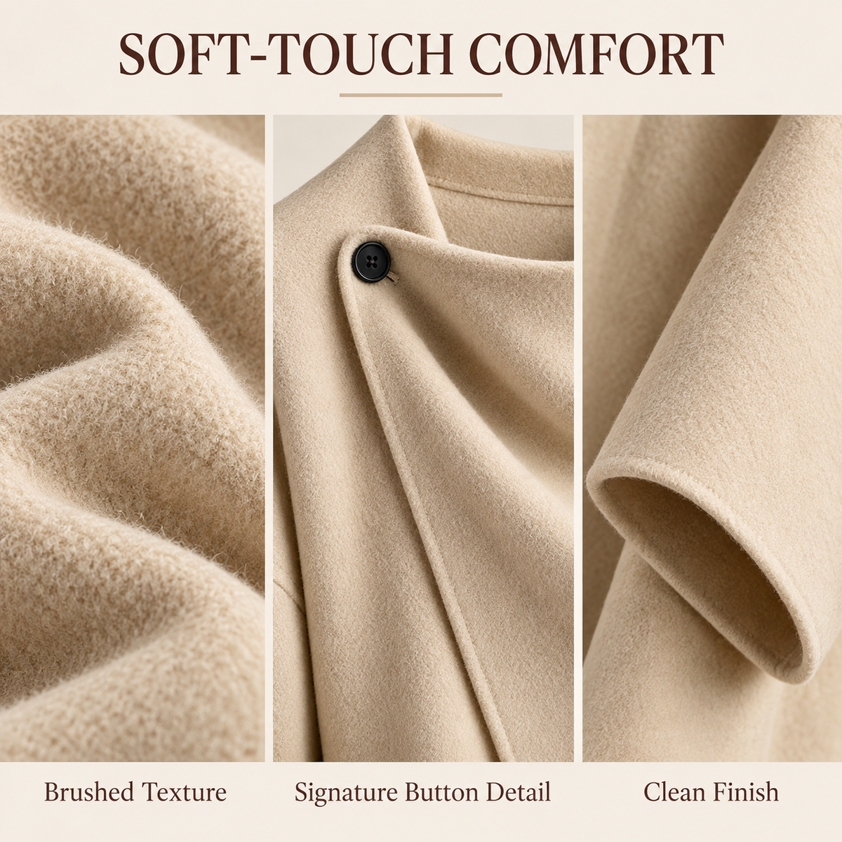 Women's Asymmetrical Button Wrap Collar Poncho