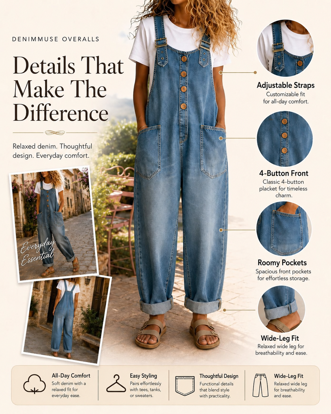Everyday Relaxed Denim Jumpsuit
