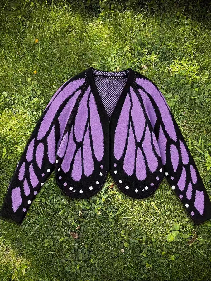 Women's Butterfly Wing Knit Cardigan – Cropped Open-Front Sweater