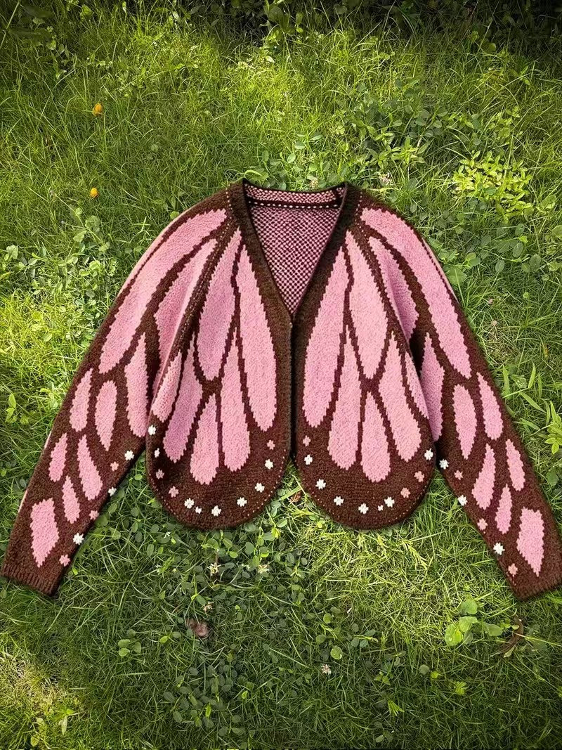 Women's Butterfly Wing Knit Cardigan – Cropped Open-Front Sweater