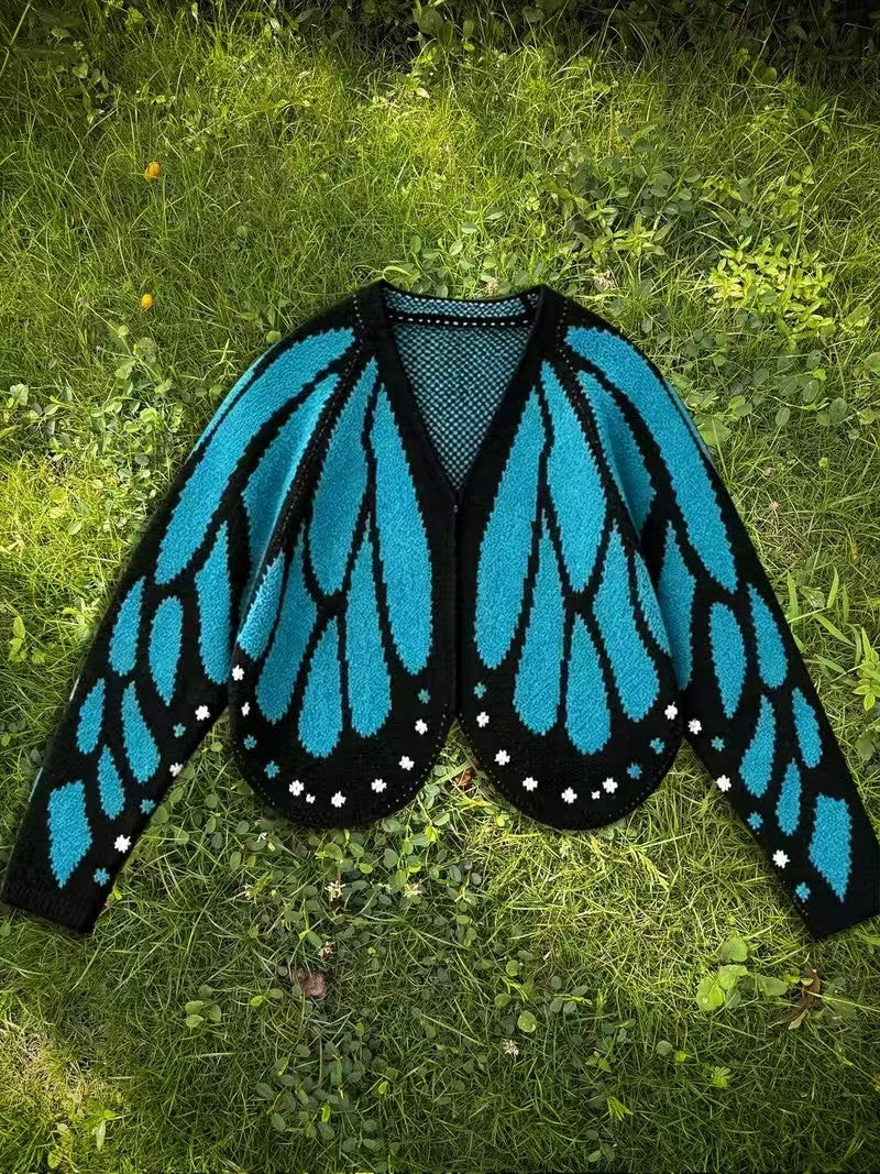 Women's Butterfly Wing Knit Cardigan – Cropped Open-Front Sweater