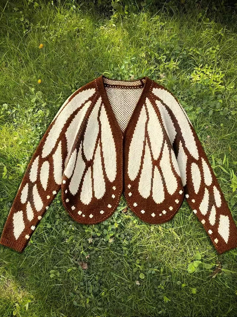 Women's Butterfly Wing Knit Cardigan – Cropped Open-Front Sweater