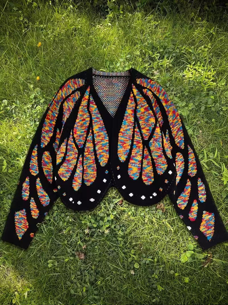 Women's Butterfly Wing Knit Cardigan – Cropped Open-Front Sweater