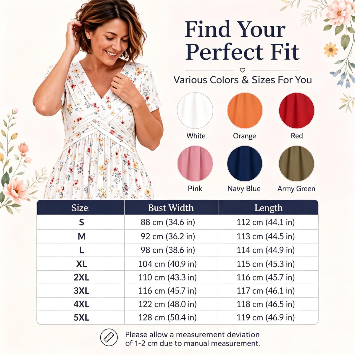 Floral V-Neck Midi Dress with Waist Twist